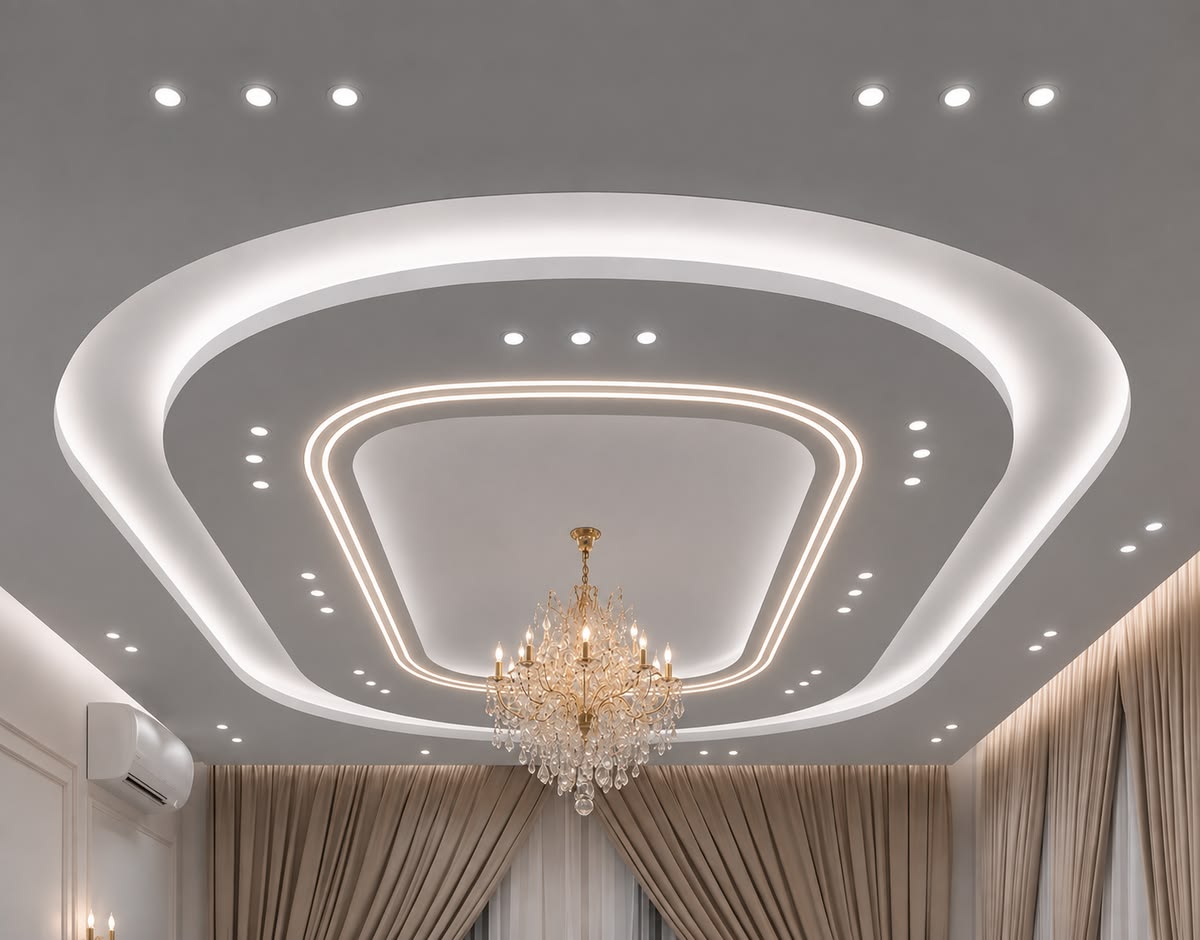 Architectural Gypsum Ceiling featuring Magnetic Recessed Track Spotlights #2